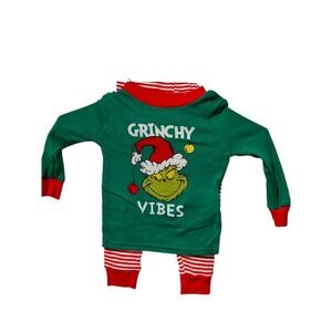 Kids Grinchy Vibes Pajamas Set Green Red Stripe 12M The Grinch Dr Seuss